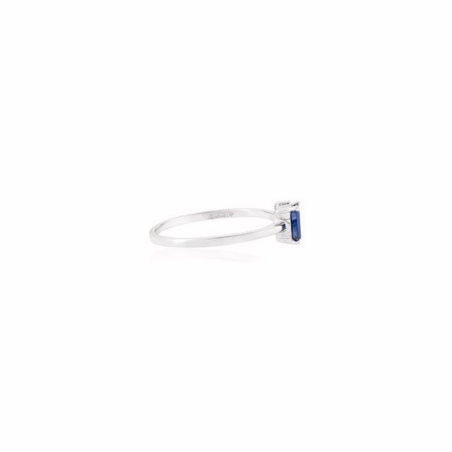Not Yet Made - Made To Order Modern Toi Et Moi Blue Sapphire and Diamond Ring Size 4 in 14k White Gold For Sale - Image 5 of 14