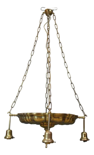 Antique Victorian Brass 4 Light Parlor Drop Pendant Light Chandelier 43"