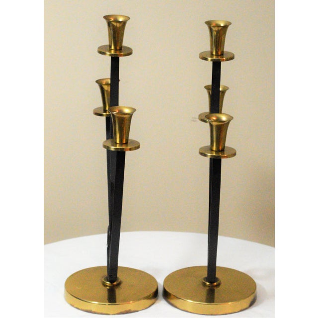 Mid-Century Modern Mid Century Modern Metal Brass Scrolled Candle Holders - Set of 2 For Sale - Image 3 of 8