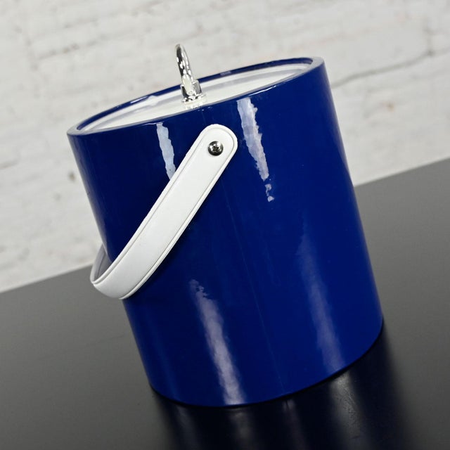 Vintage Mid-Century Modern Blue Ice Bucket by Morgan