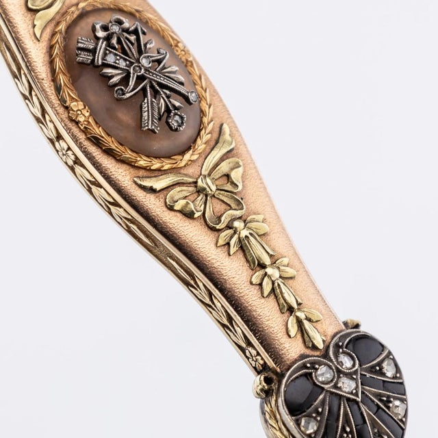 Gold Antique 19th Century Austrian Gold, Diamond & Rock Crystal Toothpick Case, 1820, Set of 4 For Sale - Image 8 of 18