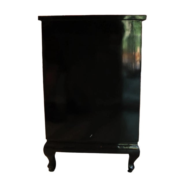 Black Lacquer Chinese Corner Cabinet With Inlaid Stone For Sale In Portland, OR - Image 6 of 10