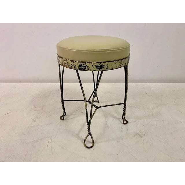 Wrought Iron and Leather Stool, 1960s For Sale - Image 10 of 10