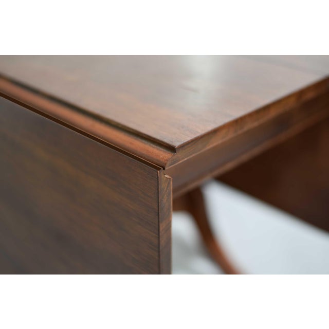 Mid Century Regency Style Mahogany Drop-Leaf Dining Table With Brass Capped Feet For Sale - Image 12 of 13