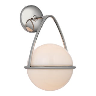 AERIN for Visual Comfort Signature Lisette Bracketed Sconce in Polished Nickel with White Glass For Sale