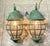 Hollywood Regency Funky Vintage Pair of Solid Brass Verdigris Wall Lanterns - 14”h X 7” W X 8”.5 D For Sale - Image 3 of 17