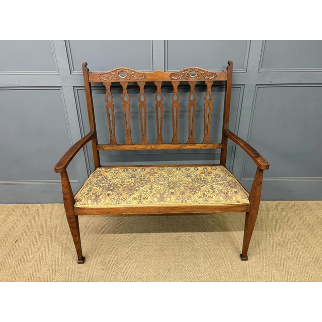 Arts and Crafts Oak Salon Suite, 1900s, Set of 5 For Sale - Image 11 of 18