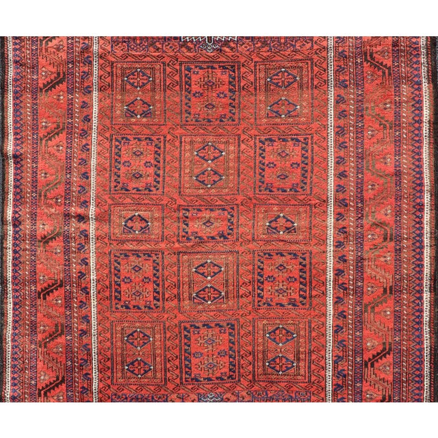 Tribal Antique Baluch Tribal Rug With All-Over Geometric Design in Red 5'11 X 10 For Sale - Image 3 of 14