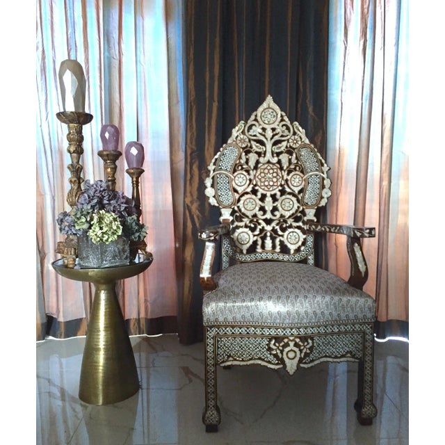 1980s Contemporary Mother of Pearl Inlaid Arm Rest Chair For Sale - Image 4 of 7