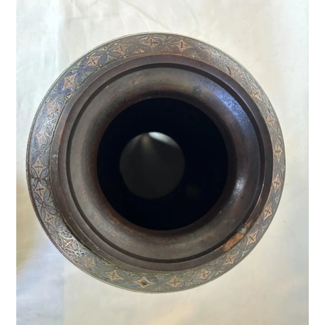 Late 19th Century Chinese Bronze and Cloisonne Vase (Champleve) For Sale In Chicago - Image 6 of 14