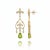 Modern Fleur De Lis Chandelier Earrings Studs With Peridot in Silver, Gold, A Pair For Sale - Image 3 of 6