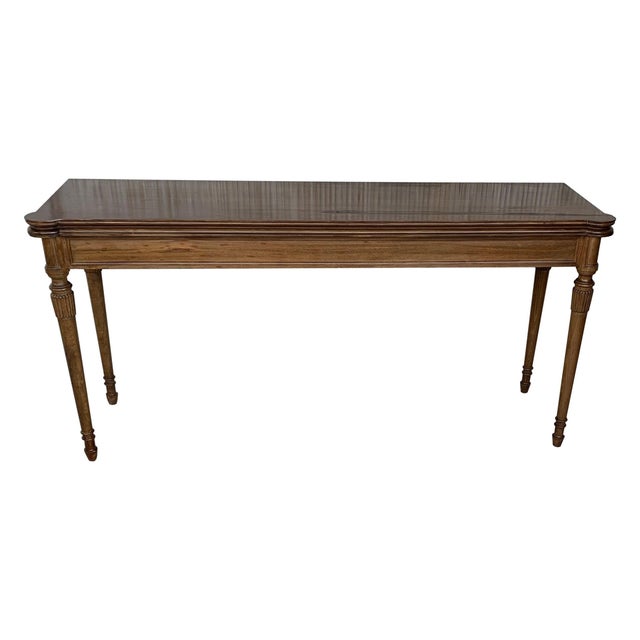Early 20th Century Louis XVI Style Oak Convertible Console, Dining Table with Brass Trim For Sale - Image 15 of 18