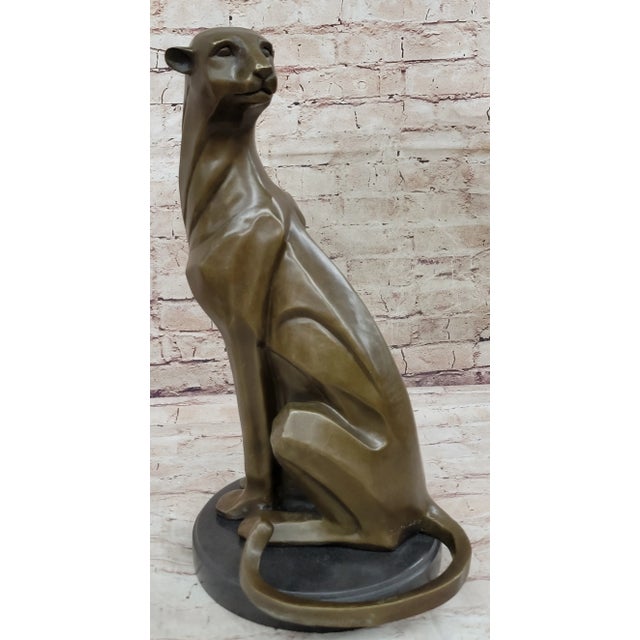 Modern Modern Art Extra Large Mountain Lion Bronze Sculpture By Henry Moore Figurine For Sale - Image 3 of 10