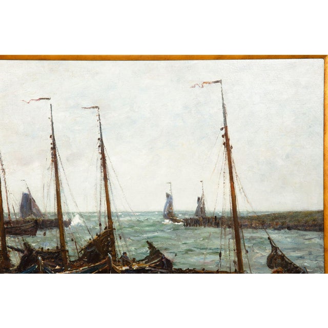 19th Century “Dutch Herring Fleet” Dockside Barbizon Painting by Robert Weir Allan r.s.A For Sale - Image 5 of 18