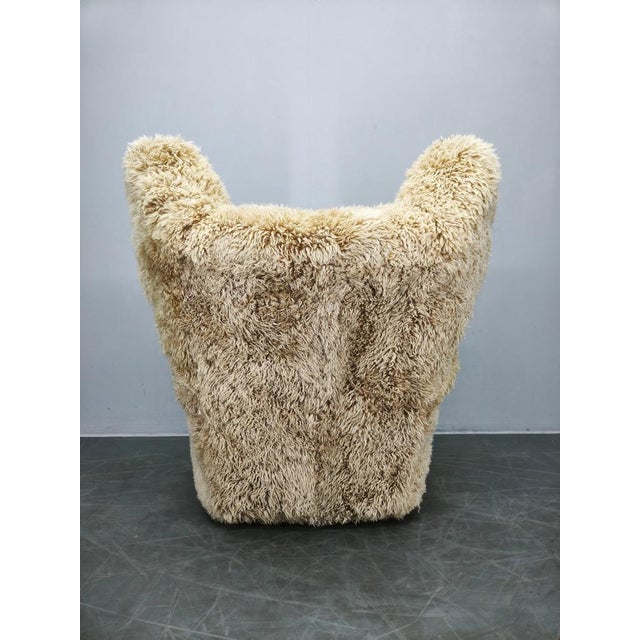 1930s Art Deco Wingback Lounge Chair in Honey Skandilock Sheepskin, 1930s For Sale - Image 5 of 10
