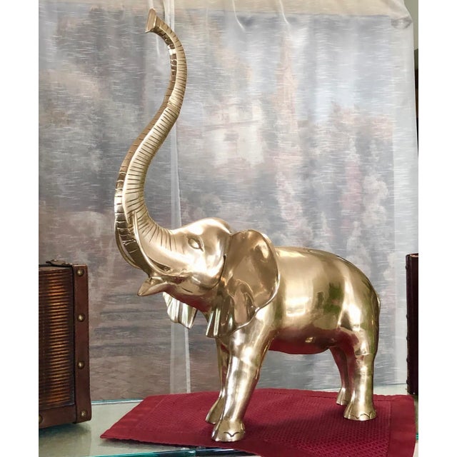 Vintage Large Brass Elephant "Trunks Up" Good Luck Statue Chairish