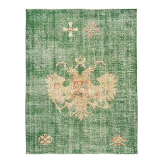 Vintage Turkish Pictorial Eagle Rug in Emerald Green - Rug & Kilim, 1950–1959 For Sale