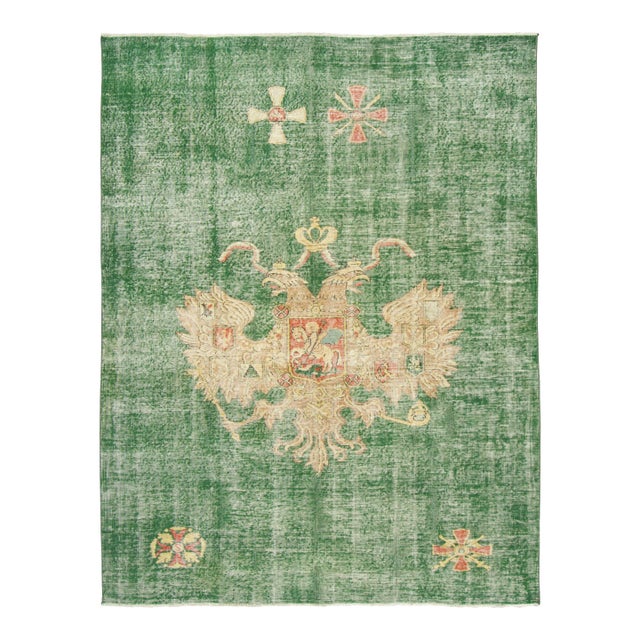 Vintage Turkish Pictorial Eagle Rug in Emerald Green - Rug & Kilim, 1950–1959 For Sale