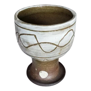 1993 Fullmer Studio Pottery Brown and White Ceramic Cup Goblet or Vase