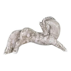 French Enameled Terracotta Horse Sculpture, Circa 1940