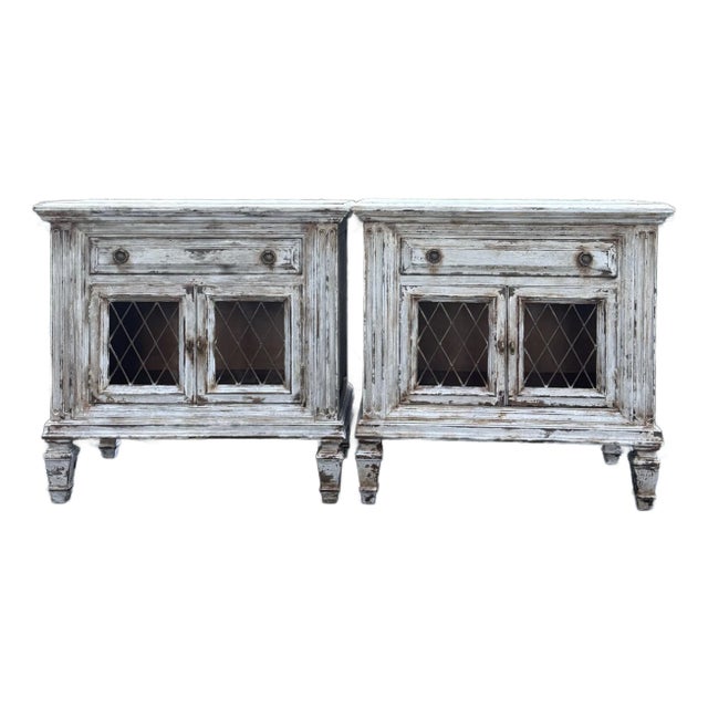 Mid 20th Century Hand Painted Gustavian Inspired Neoclassical Nightstands For Sale