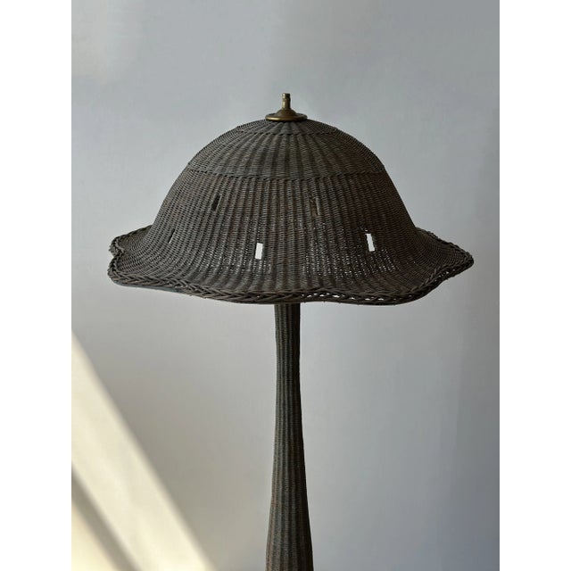 Antique Large-Scale Painted Wicker Mushroom Style Floor Lamp, Circa 1910s-20s For Sale - Image 18 of 18