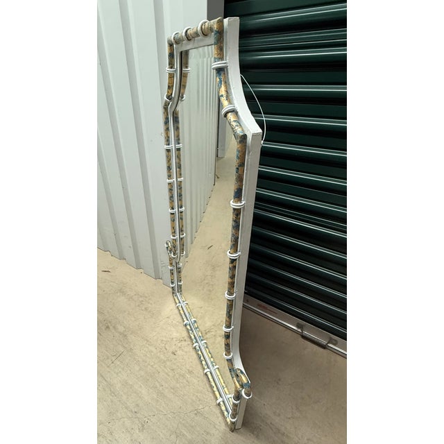 Blue Vintage Late 20th Century Chinoiserie Pagoda Wall Mirror by Uttermost - Custom Blue and Gold Finish -Newly Painted For Sale - Image 8 of 10