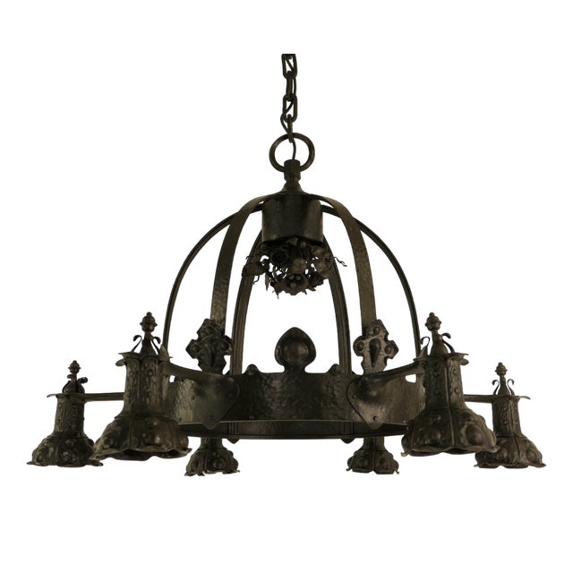 Viennese Wrought Iron Chandelier, Austria, 1900s For Sale