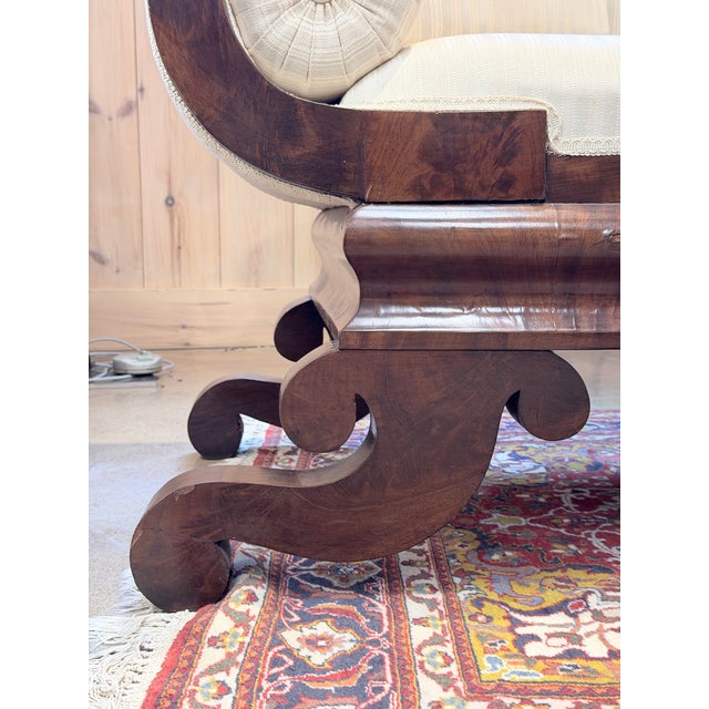 Circa 1830 American Empire Flame Mahogany Scroll Arm Sofa For Sale - Image 11 of 11