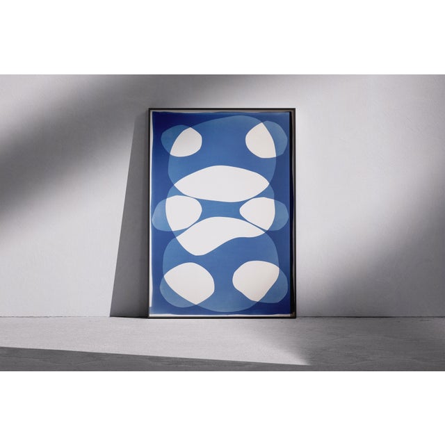 2026, Minimalist Unique Cyanotype , Organic Forms in Blue Tones, Under the Abyss, Monotype on Watercolor Paper For Sale - Image 4 of 8