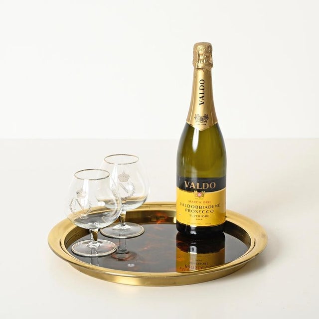 Metal Round Serving Tray in Tortoiseshell Effect from Christian Dior, 1970s For Sale - Image 7 of 12