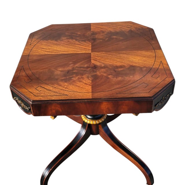 Traditional 19th C Flame Mahogany Regency Side Table Center Table by Wyman Furniture For Sale - Image 3 of 17