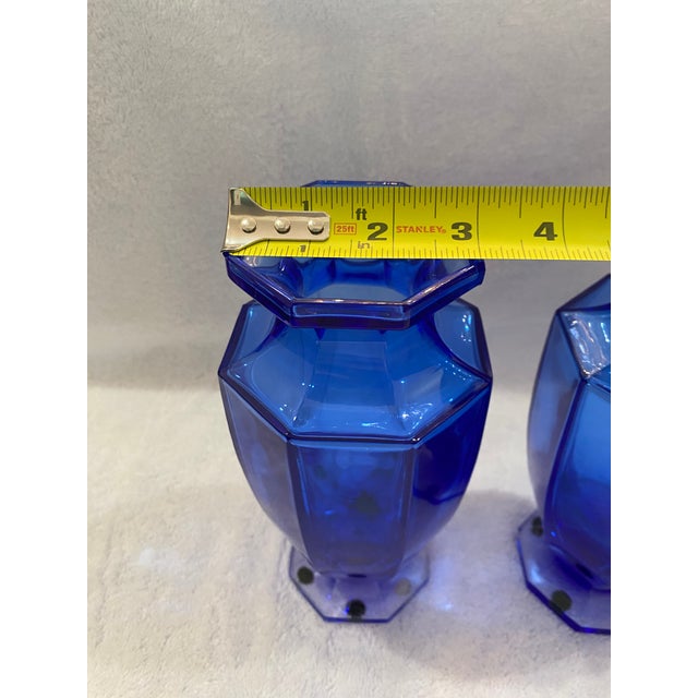 1980s Crystal Blue Vases- Set of 2 For Sale - Image 4 of 6