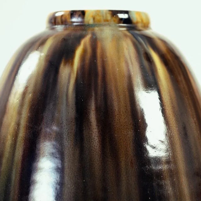 Incredibly beautiful large handmade flower vase by famous Dutch De Rijn pottery (signed), 1920, Art Deco. Measurements:...