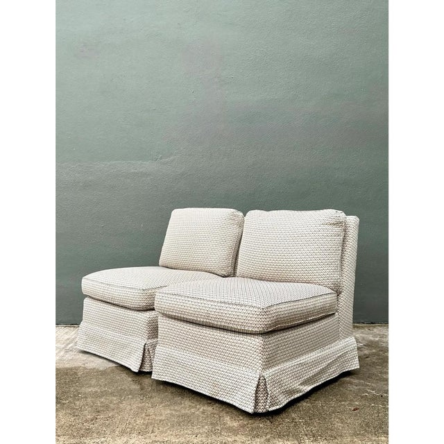 Late 20th Century Vintage Upholstered Slipper Chairs - Pair For Sale - Image 5 of 12