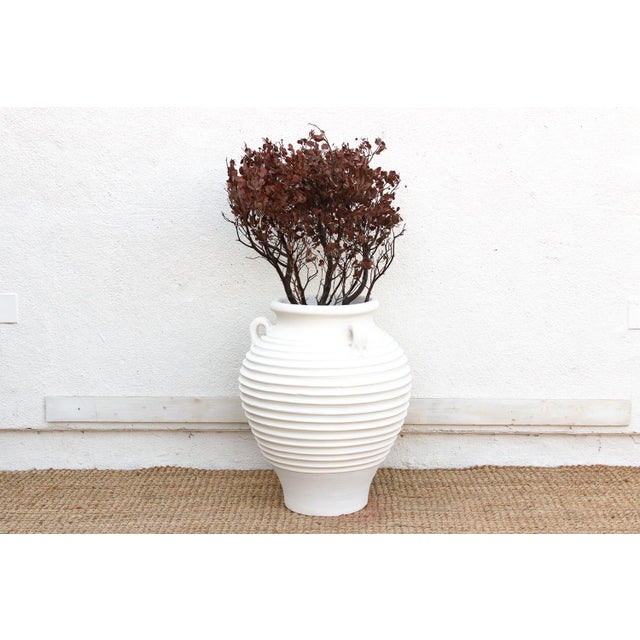 Mediterranean Large White Terracotta Greek Planter For Sale - Image 3 of 7