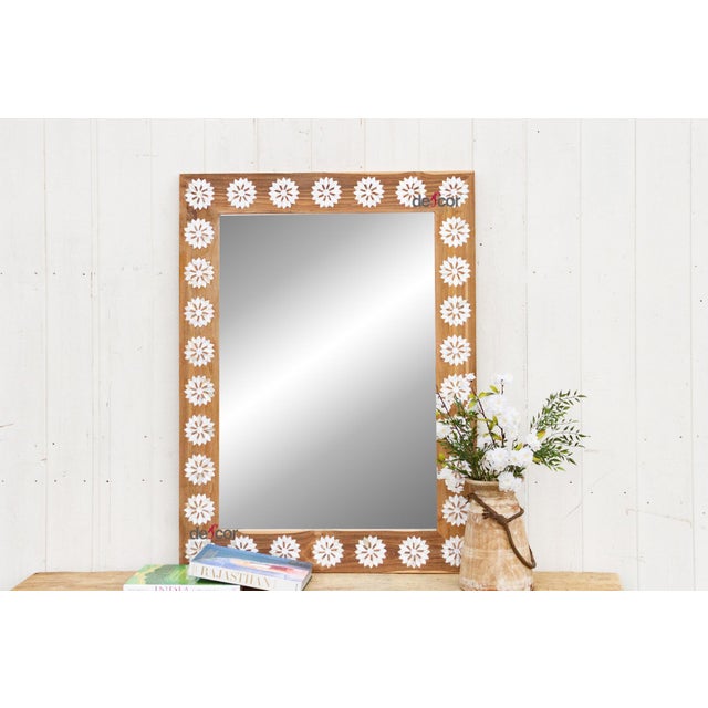 Natural Teak Mother of Pearl Blossom Mirror For Sale - Image 12 of 12