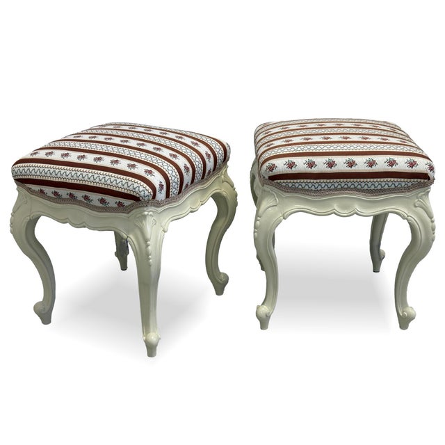 Louis XV Rococo Revival White Stools, 1870s, Set of 2 For Sale - Image 6 of 6