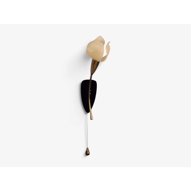 Metal Scandinavian Modern, Tulip Wall Sconce, Brass, Plastic, Sweden, 1950s For Sale - Image 7 of 12