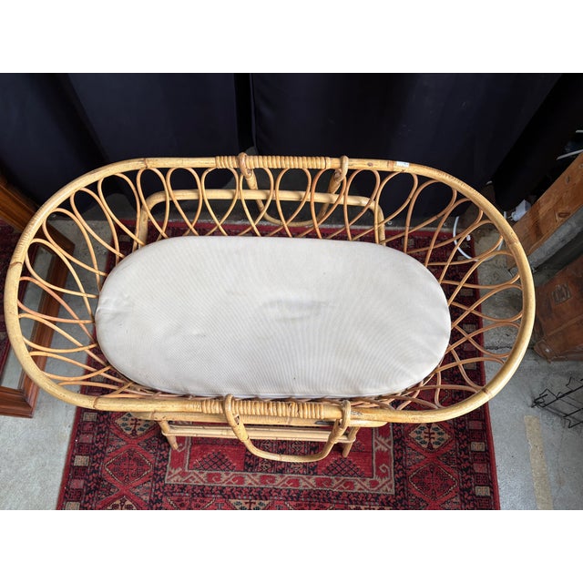 Vintage Rattan Cradle, 1960s For Sale - Image 8 of 15