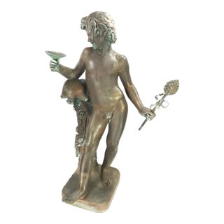Large 34" Antique Grand Tour Mythological Roman Bronze Sculpture of Pan or a Youthful Faun For Sale