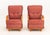 Pair of Art Deco Magenta Silk Upholstered Bentwood Arm Chairs, the underside marked for the upholsterer. 36.75" H x 24.75"...