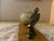 Vintage Art Deco Style Bird Table Lamp With Green Glass Globe and Marble Base For Sale - Image 4 of 9
