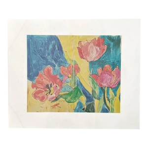 Mid Century American Artist Sally Brody Framed Monotype Painting, Water-Based Inks on Paper, Framed, Signed