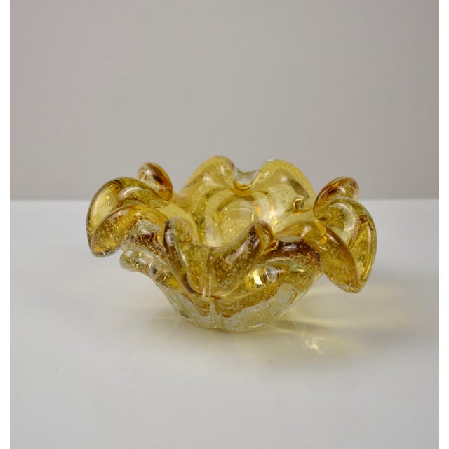 Amber Murano Glass Ashtray with Controlled Bubbles, Italy, 1960s For Sale - Image 16 of 16