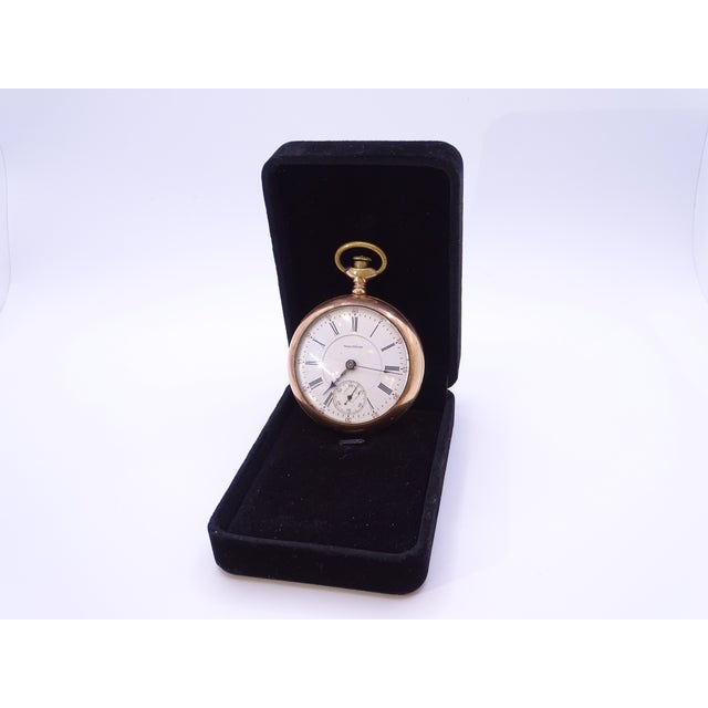 Savonette Pocket Watch in 14k Gold, Porcelain and Crystal from American Waltham Watch Co., USA, 1900s For Sale - Image 18 of 18
