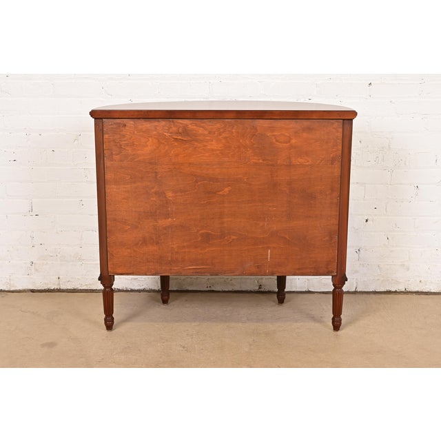 Imperial Furniture French Regency Louis XVI Mahogany and Inlaid Marquetry Demilune Cabinet, Newly Refinished For Sale - Image 13 of 14