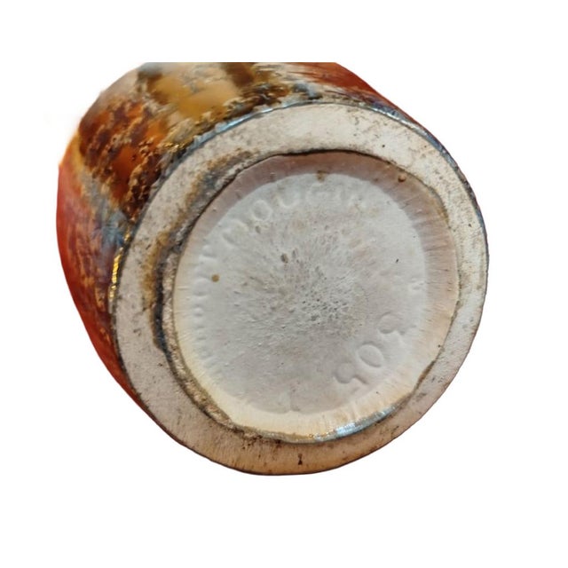 1930s Large Art Deco Stoneware Vase by Mougin Nancy, Bronze Flambé & Crystalline Glaze For Sale - Image 6 of 7