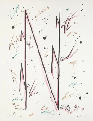 Letter N Violet - Hand-Colored Lithograph by Raphael Alberti - 1972 1972