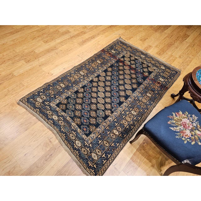 19th Century Antique Caucasian Shirvan Rug, Handwoven Wool, Geometric Pattern, 1800s, 4' x 7' For Sale - Image 5 of 17